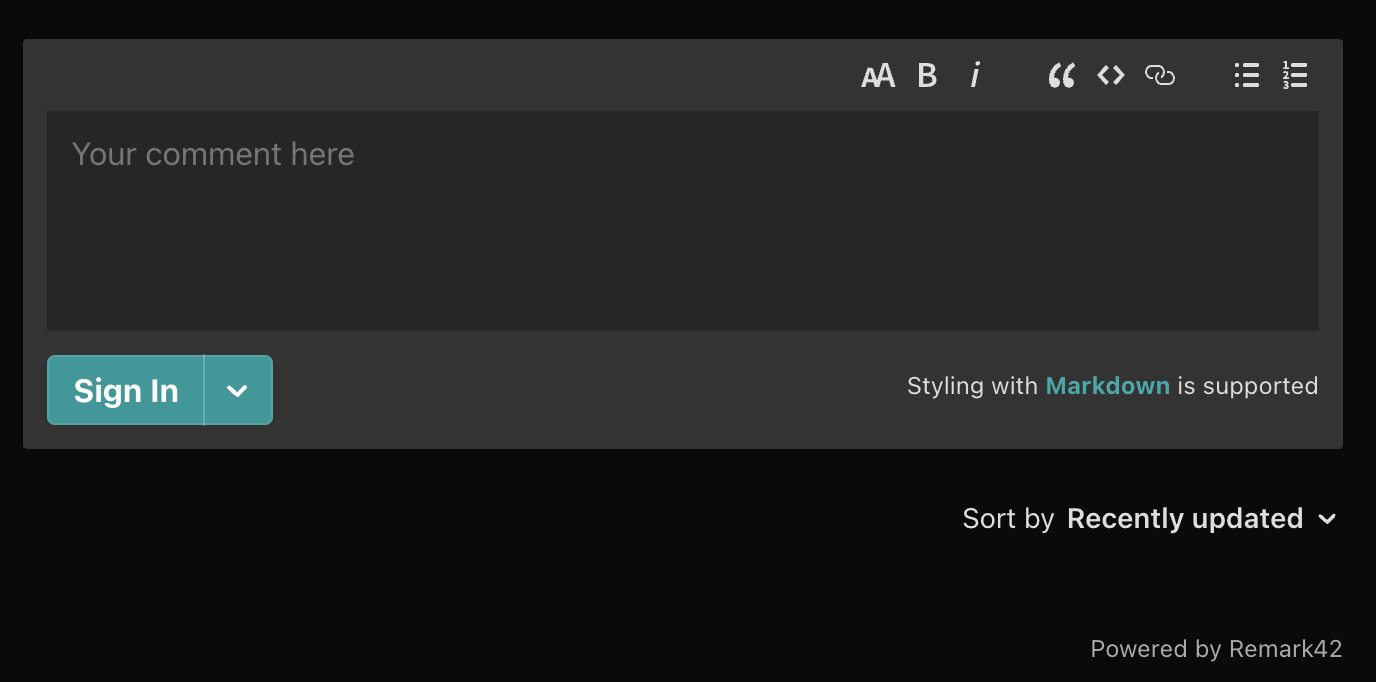 Remark42 comment system screenshot